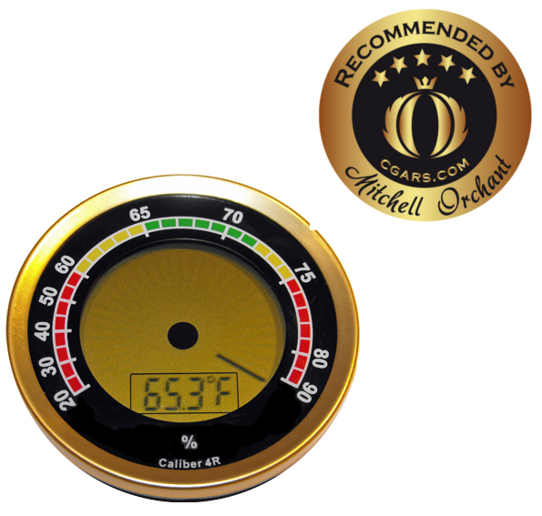 Caliber 4R - Gold Digital Round Thermo-Hygrometer